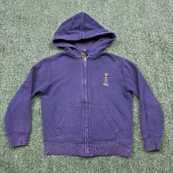 Polo Ralph Lauren Other - Polo Bear Ralph Lauren Hoodie YOUTH Size 7T Blue Full Zip Embroidered Logo